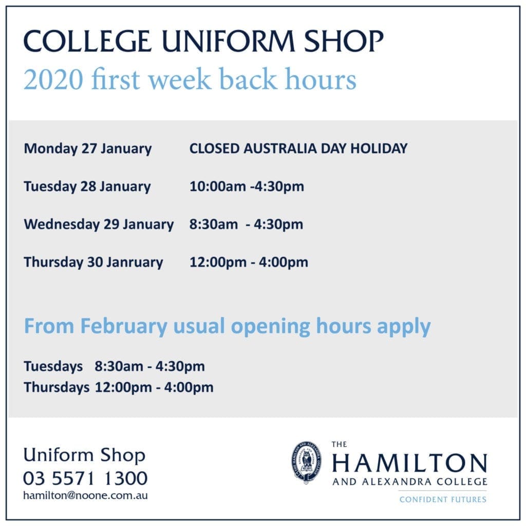 Uniform Shop holiday hours